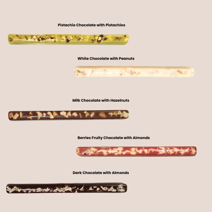 Artisanal Chocolate Gift Box, Classic Wands with Nuts, 16 Pcs.